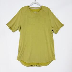 Lululemon Drysense Short Sleeve Men's Classic Fit Shirt Yellow Green Size Large